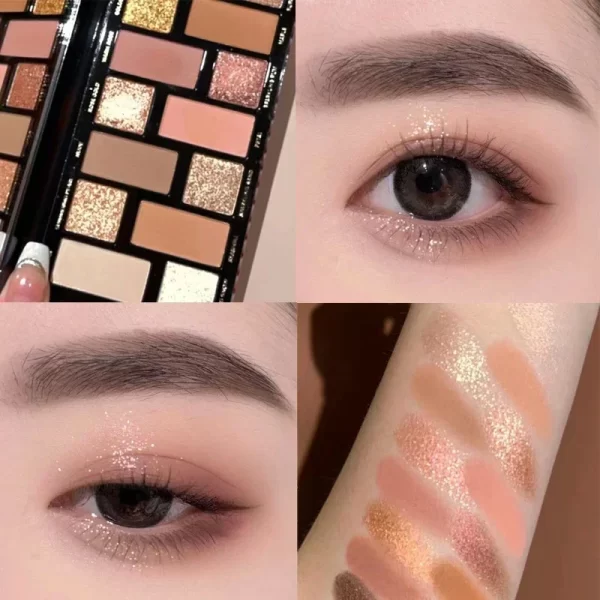Glitter 16 Color Eyeshadow Palette Makeup Long-lasting Matte Eye Shadow Palettes Brighten Eye Cosmetics Women Beauty Earth Color - Image 5