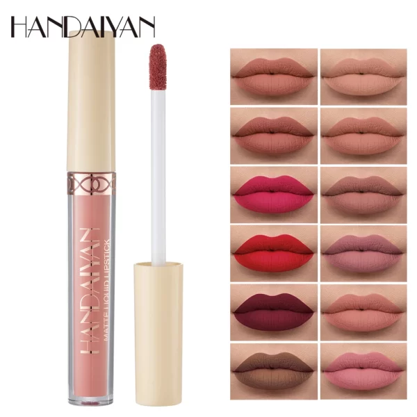 HANDAIYAN Matte Liquid Lipstick Rose Lipgloss Waterproof Non-stick Cup Long-Lasting Matte Lipstick Moisturizing Lip Gloss - Image 2
