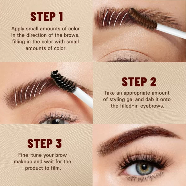 Double-head Eyebrow Styling Cream Waterproof 3D Eyebrow Tattoo Tint Transparent Setting Gel Wild Brow Pomade Quick-drying Makeup - Image 7