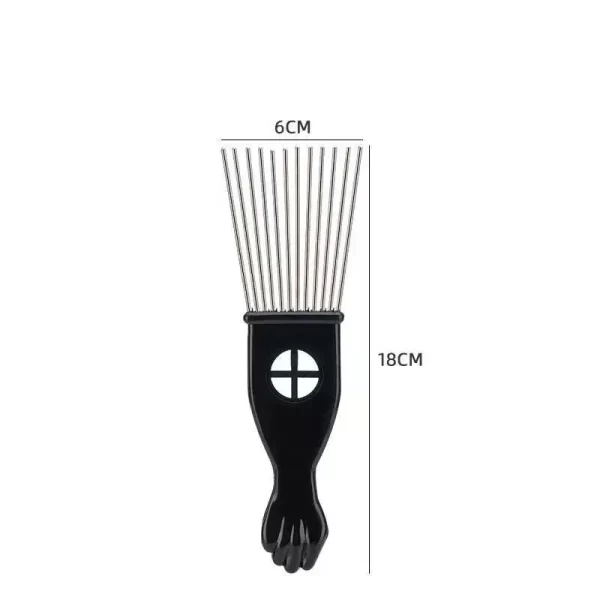 African Fist Comb Barbershop Brush Black Perm Pick Hair Comb Styling Steel Needle Comb Professioanl Mens Hairdressing Comb Tools - Image 8