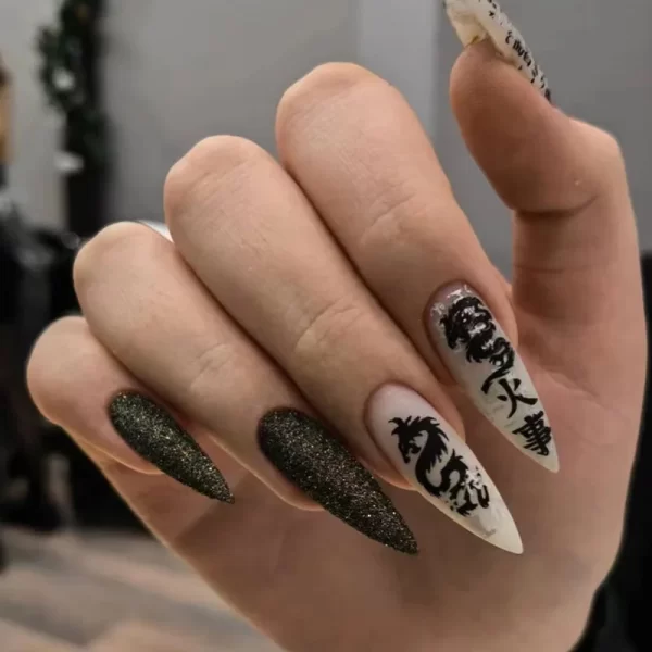 Horror Manga Gothic Style Fake Nails Black White Anime Nail Art Press on Nails Nail Accessories Popular False Nails Nail Tips - Image 9