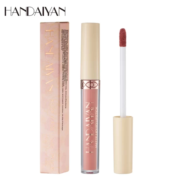 HANDAIYAN Matte Liquid Lipstick Rose Lipgloss Waterproof Non-stick Cup Long-Lasting Matte Lipstick Moisturizing Lip Gloss - Image 3