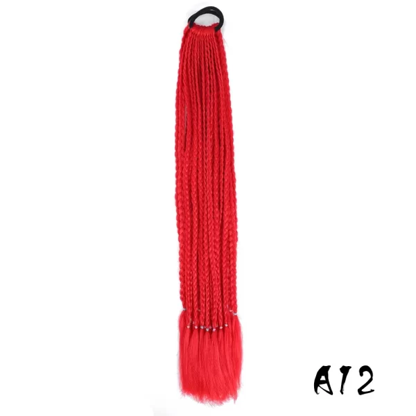 Synthetic Colored Braided Ponytail Hair Extension 60CM Elastic Rubber Band Braiding Ponytail Hair Extensions For Girls - Image 7