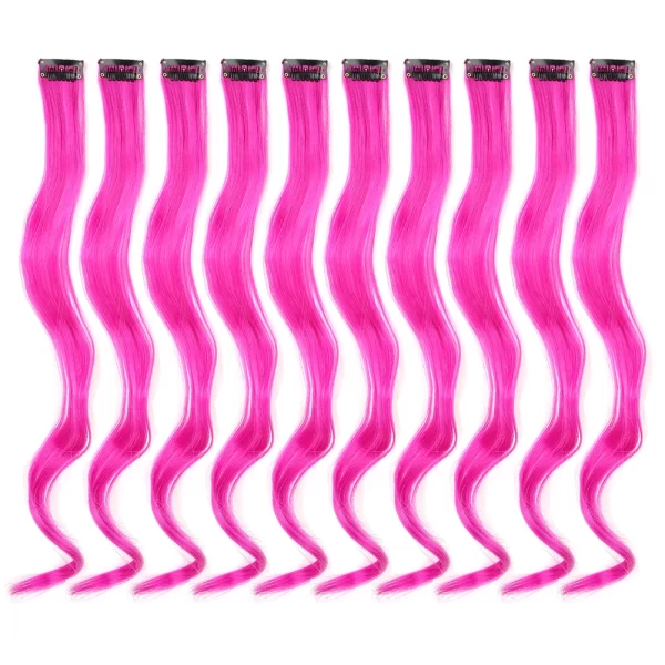 Clip in Hair Extensions,10Pcs/Pack Colored Curly Wave Hair Extensions Party Highlights Long Curly Synthetic Hairpieces for Women - Image 30