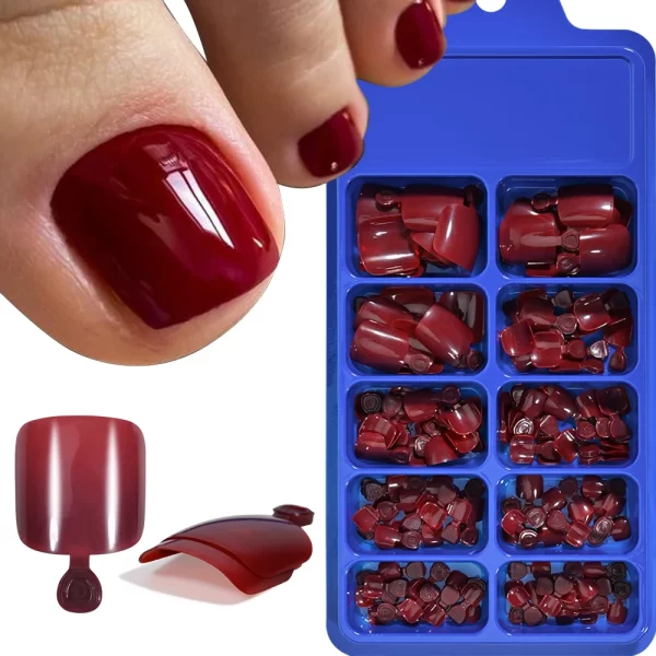 100Pcs/Box Short Square Fake Toenails Solid Color Acrylic Foot Nail Art Tip Press On Full-Cover Toenails Toe Extension Tools - Image 4