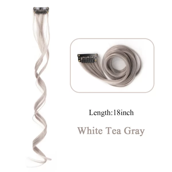 HUAYA Synthetic Long Curly Women Heat Resistant Clip In Hair Extension Hairpiece Gold Grey Purple Pink Red Colorful Extension - Image 19