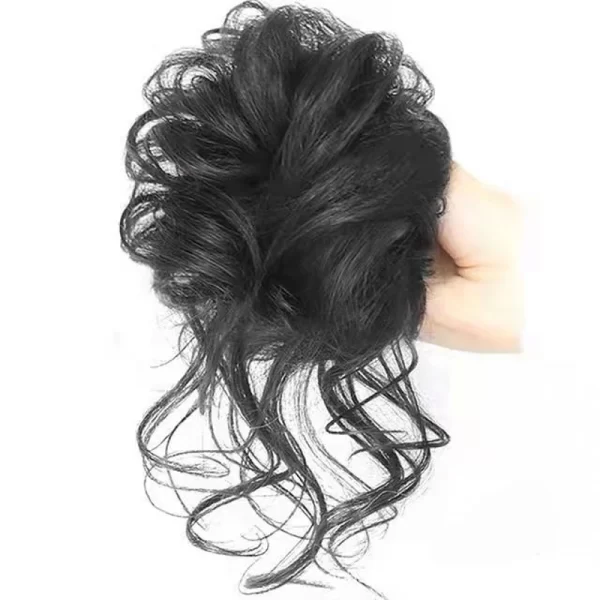 Messy Synthetic Hair Bun Scrunchy Donut Wavy Updo Elastic Scrunchie Wig Hair Rings Bridal Hairpiece Easy Bun Updos for Women - Image 9