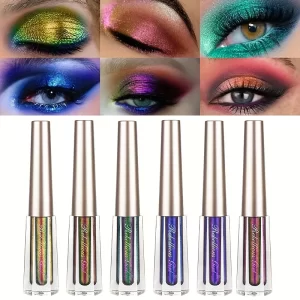 3 Pcs Metal Liquid Chameleon Eye Shadow, Multi-Dimensional Eye Makeup Durable Holographic Flash Multi-color Eye Shadow Cosmetics