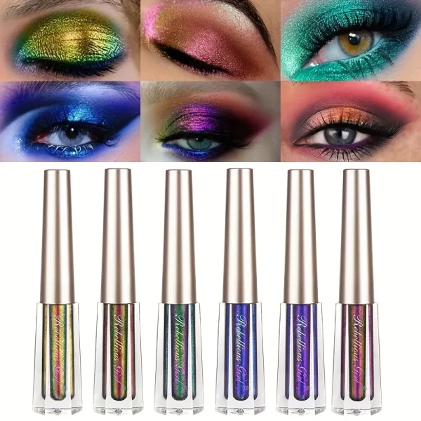 3 Pcs Metal Liquid Chameleon Eye Shadow, Multi-Dimensional Eye Makeup Durable Holographic Flash Multi-color Eye Shadow Cosmetics