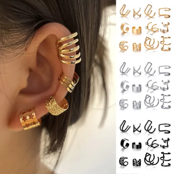 Punk Ear Clip Earrings For Women Jewelry Ear Cuffs Without Hole Fake Piercing Earring Earcuff C-shape Clip On Earrings Brincos - Image 2