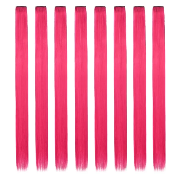 Colored Hair Extensions 8 Pcs/Pack Rainbow Hairpieces 22 inch Multi-colors Party Highlights Clip in Synthetic Hair Extensions - Image 7