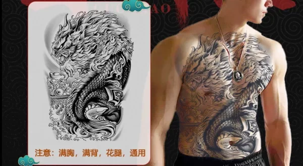 Full Back Chest Herbal Juice Ink Semi-permanent Tattoo Stickers 7-15 Days Long Lasting Temporary Fake Tattoo Totem Men Adult - Image 32