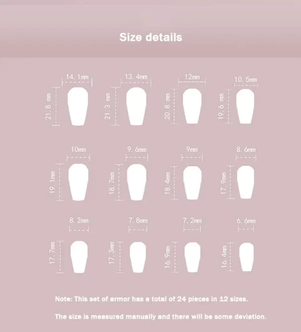 24pcs medium-length ballet manicure, wearable manicure, special manicure sheets, nail stickers, fake nails - Image 6