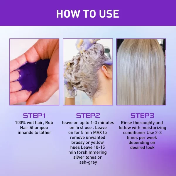 Color Fixing Hair Dye Shampoo to Cover Gray Hair Fade Yellow After Bleach Hair Shampoo Non-irritating Purple Shampoo for Blonde - Image 6