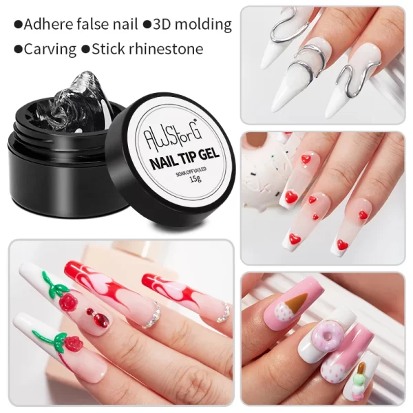 AWStorG 15G 4 In 1 Solid Nail Glue Gel Transparent UV LED Function Gel Nail Art Varnish For Manicure Extend - Image 4