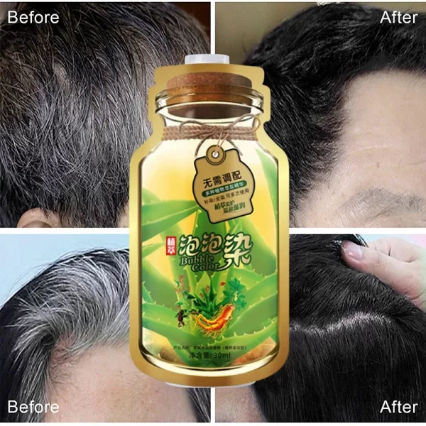 Pure Natural Herbal Hair Dye Shampoo 5 Minute Change Hair Color Lasting Coloring Non-irritating Plant Bubble Hair Care Women Men - Image 3