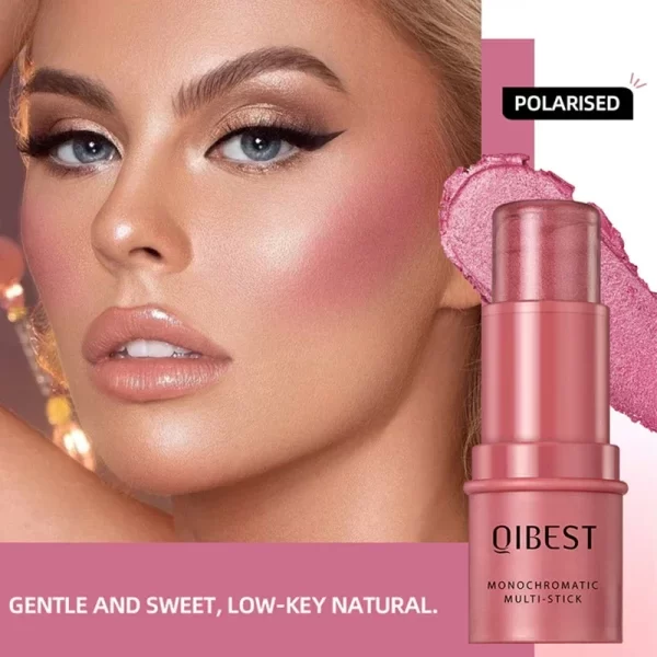 3-in-1 Cheek Blush Stick Lip Tinted Eyes Cheek Lips Brighten Cream Water-resistant Moisturizing Face Contouring Shadow Blusher - Image 2