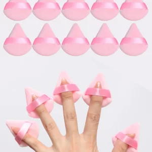 10pcs Triangle Shape Velvet Powder Puffs, Soft Makeup Blender Sponges For Face Contouring, Eyes & Corners
