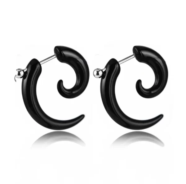 WKOUD Pair Black Acrylic Fake Cheater Twist Spiral Ear Taper Gauges Expanders Earring Tunnel Plugs Piercing Body Jewelry - Image 14