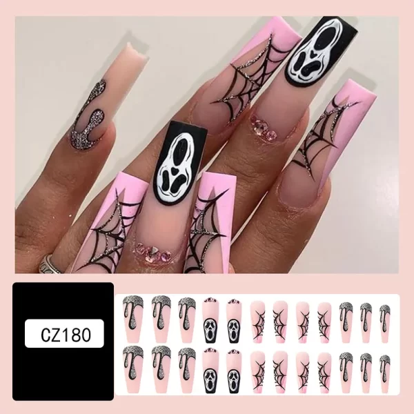 Halloween Acrylic Press On Nails Almond Shape Fake Nails Short Full Cover Glue On Nails Halloween Stick On Nails Cute Ghost Pump - Image 12