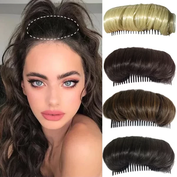 1pc Invisible Fluffy Hair Pad for Women Cushion Stable Comfortable High Temperature Fiber Insert Comb Hair Styling Tools Coffee - Image 2