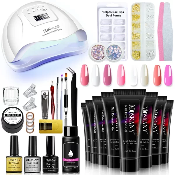 Manicure Set Complete Gel Nail Kit With LED UV Lamp Nail Drill Machine Polygels Kit For Nails Extension Gel Nail Art Kit Tools - Image 7