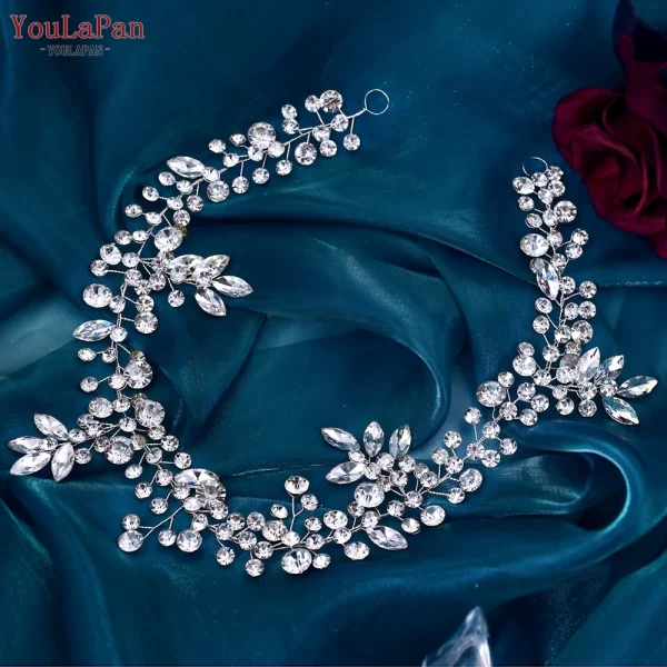 YouLaPan HP390 Luxury Wedding Headpiece Rhinestone Hair Vine for Bride Headwear Alloy Flower Headband Weding Hair Accessories - Image 9