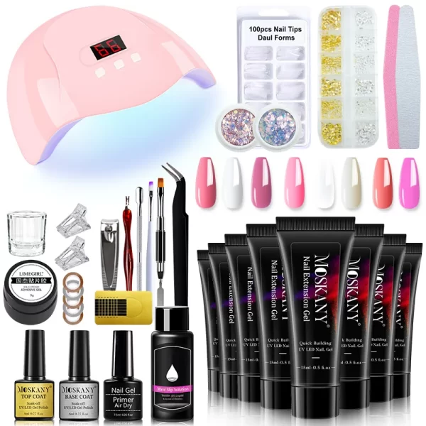 Manicure Set Complete Gel Nail Kit With LED UV Lamp Nail Drill Machine Polygels Kit For Nails Extension Gel Nail Art Kit Tools - Image 11