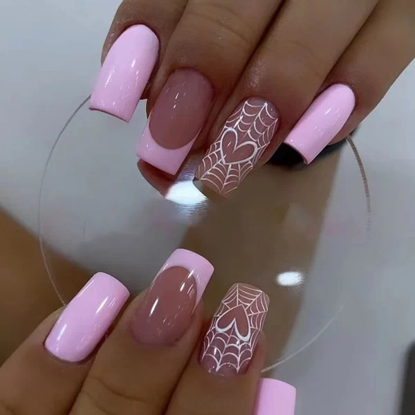Red Spider Printed False Nails Halloween Nail Art Decor Press on Nails for Girl Gifts Short Round Cool y2k Style Fake Nail Tips - Image 15