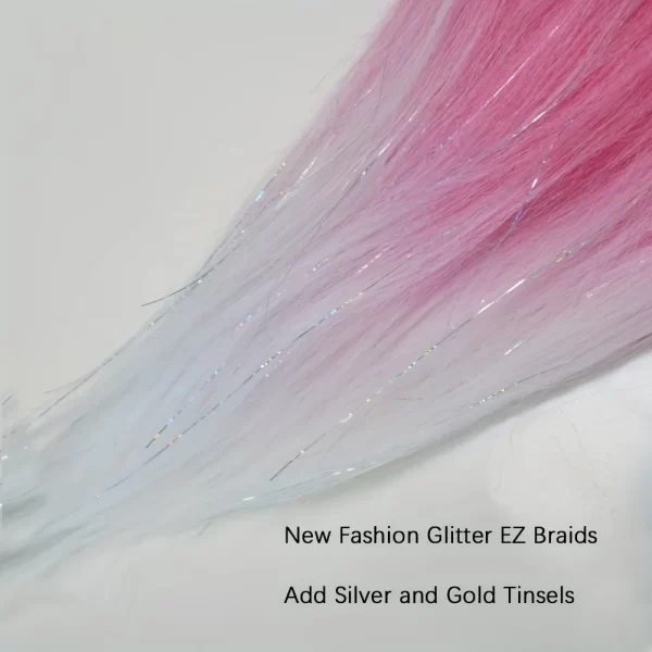 Purple Pink White 3 Tones Ombre Straight Braids Blend Hair Tinsel Festival Rave Hair Extensions for Girls Crazy Hair Day Braids - Image 6