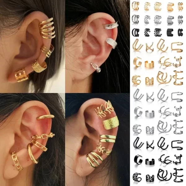 Punk Ear Clip Earrings For Women Jewelry Ear Cuffs Without Hole Fake Piercing Earring Earcuff C-shape Clip On Earrings Brincos - Image 4