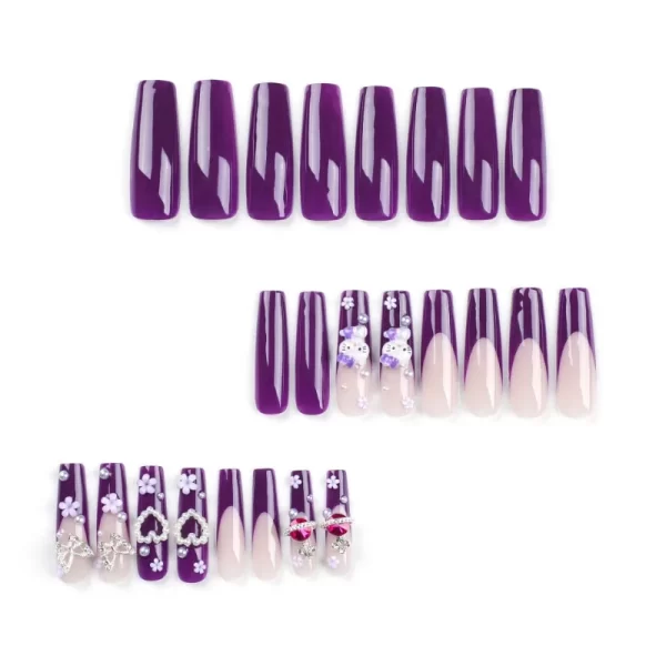 HelloKitty Press on False Nail Sanrio Accessories Y2k Kawaii Cartoon Design Fake Nails Long Detachable Manicure Girls Gift - Image 5