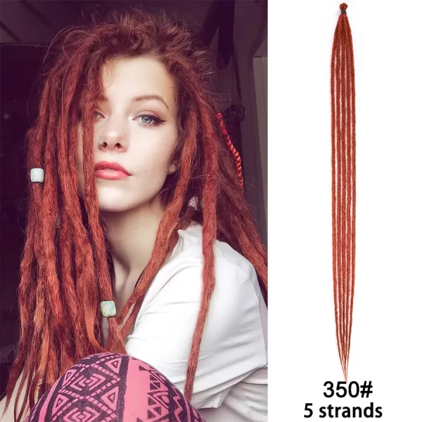5strands Dreadlocks Hair Extensions Synthetic Faux Locs Crochet Hair Braids Hip-hop Knotless Hook Ombre Braiding African Tribe - Image 8