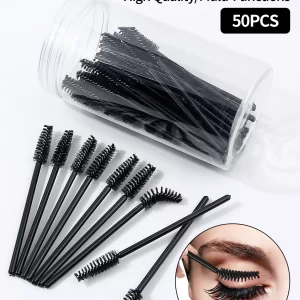 50PCS eyelash brush, eyelash curler, eyebrow comber, spiral 360 degree bendable brush head, bucket packed multifunctional tool