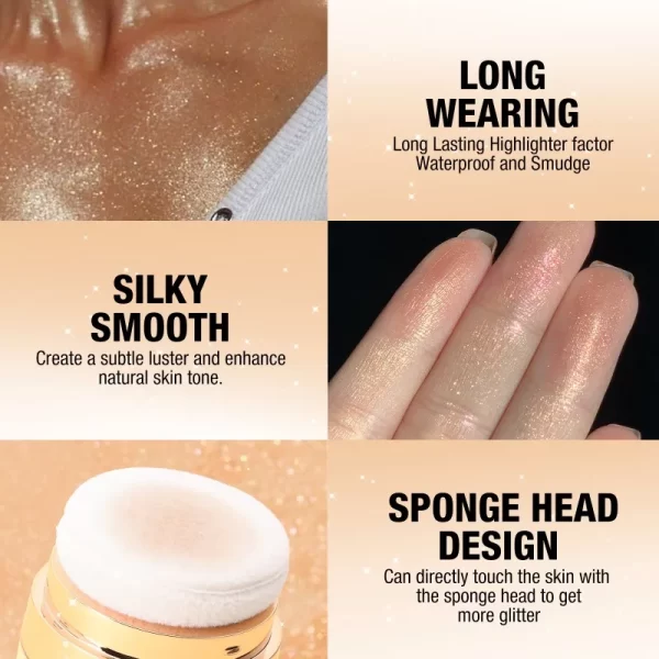 Shimmering Highlighter Powder High Gloss Diamond Powder Shiny High Light Glitter Face Body Makeup Cosmetics Brightening Makeup - Image 3
