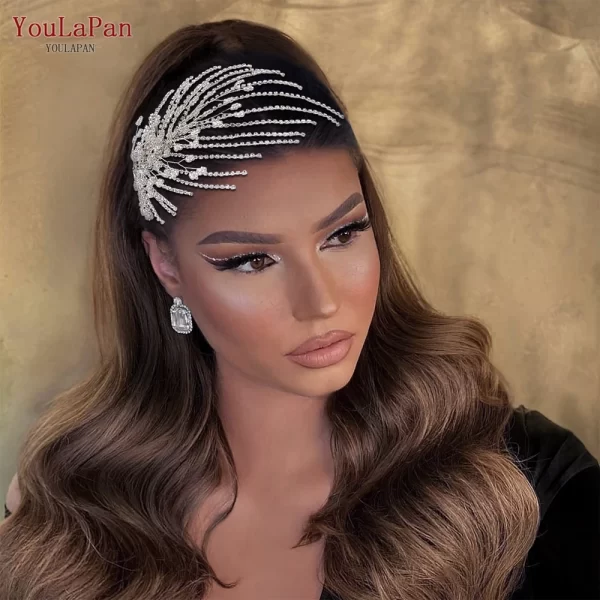 YouLaPan Rhinestone Headpiece for Woman Bridal Headband Wedding Hair Accessories Pageant Tiara Crystal Bride Headdress HP188 - Image 5