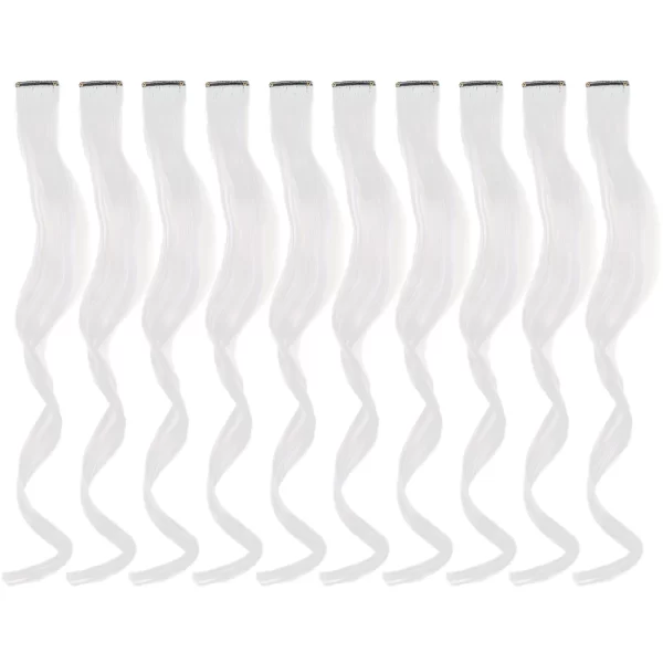Clip in Hair Extensions,10Pcs/Pack Colored Curly Wave Hair Extensions Party Highlights Long Curly Synthetic Hairpieces for Women - Image 19