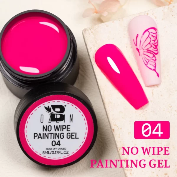 BOZLIN 5ml 4 In 1 No Wipe Painting Gel Varnish Black White Color Painting Liner Nail Art Glitter UV Gel Top Coat Manicure Polish - Image 11