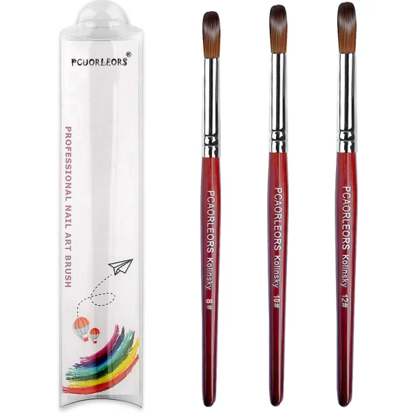 UsiDaer Kolinsky Nail Brush Acrylic with Red Round Wooden Handle and 100% Kolinsky Sable Hair for Crystal UV Gel Painting - Image 6