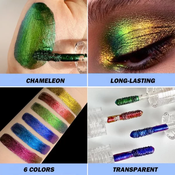 Metal Liquid Chameleon Eye Shadowcosmetics Multi-Dimensional Eye Makeup, Durable Holographic Flash Multi-color Eye Shadow Makeup - Image 5