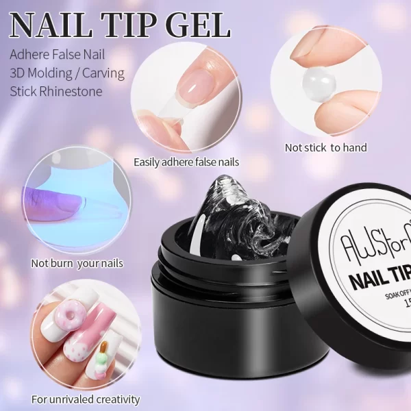 AWStorG 15G 4 In 1 Solid Nail Glue Gel Transparent UV LED Function Gel Nail Art Varnish For Manicure Extend - Image 5