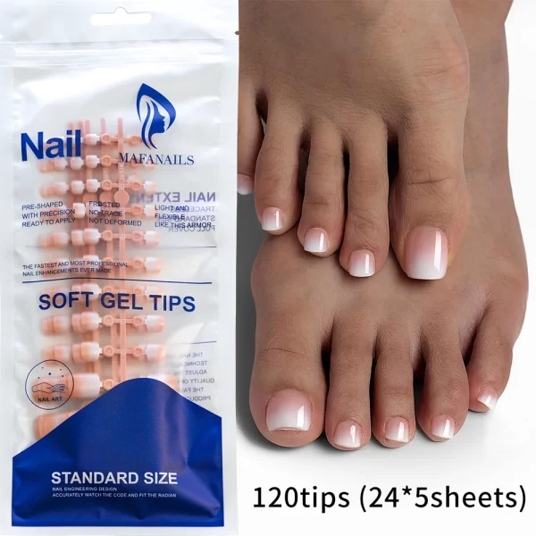 120pcs Gradient Short Ballet Press on Toenails Wearable Simple Nude Color False Toe Nails Full Cover Finished False Nail Tips *& - Image 10