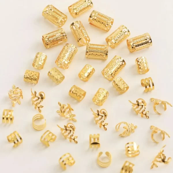 40pcs/set Mixed Hair Rings Set, Dreadlocks Beads Hair Braid Rings Clips Dread Locks Hair Braiding Cuffs Decoration/Accessories - Image 2