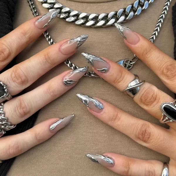 24Pcs Black Y2k Fake Nails with Diamond Halloween Long Almond False Nail Butterfly Design Wearable Oval Press on Nails Tips - Image 16