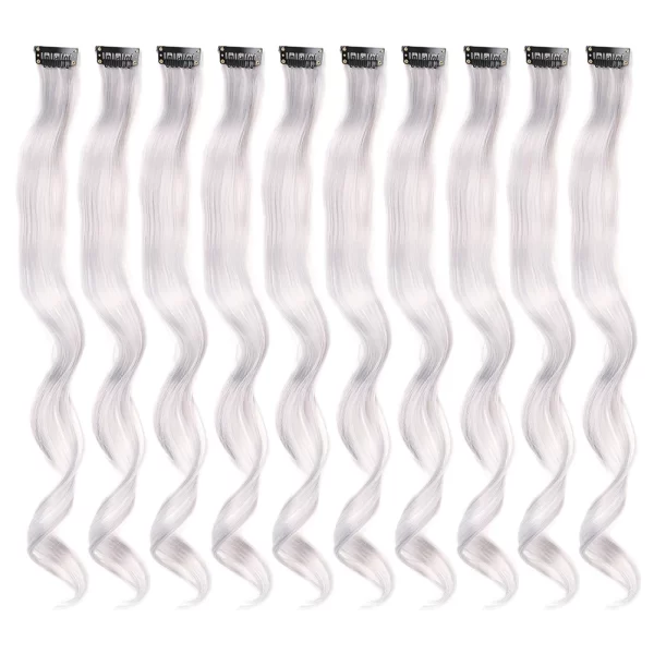 Clip in Hair Extensions,10Pcs/Pack Colored Curly Wave Hair Extensions Party Highlights Long Curly Synthetic Hairpieces for Women - Image 8