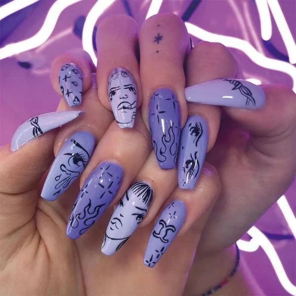 Horror Manga Gothic Style Fake Nails Black White Anime Nail Art Press on Nails Nail Accessories Popular False Nails Nail Tips - Image 16