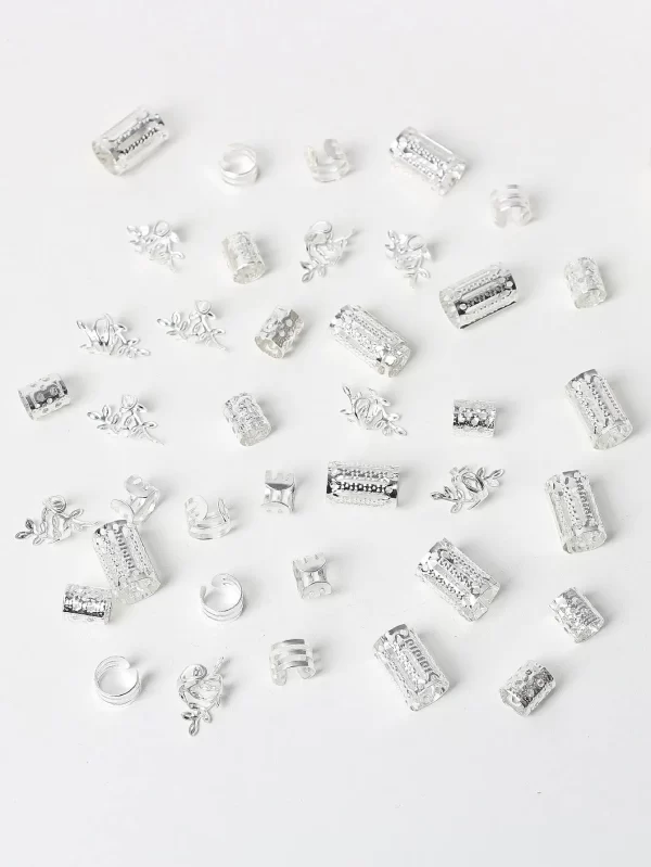 40pcs/set Mixed Hair Rings Set, Dreadlocks Beads Hair Braid Rings Clips Dread Locks Hair Braiding Cuffs Decoration/Accessories - Image 7