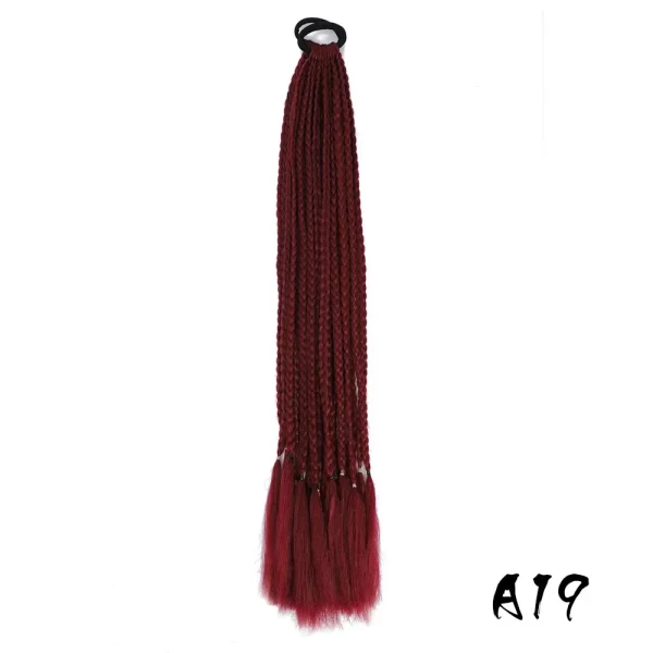 Synthetic Colored Braided Ponytail Hair Extension 60CM Elastic Rubber Band Braiding Ponytail Hair Extensions For Girls - Image 19