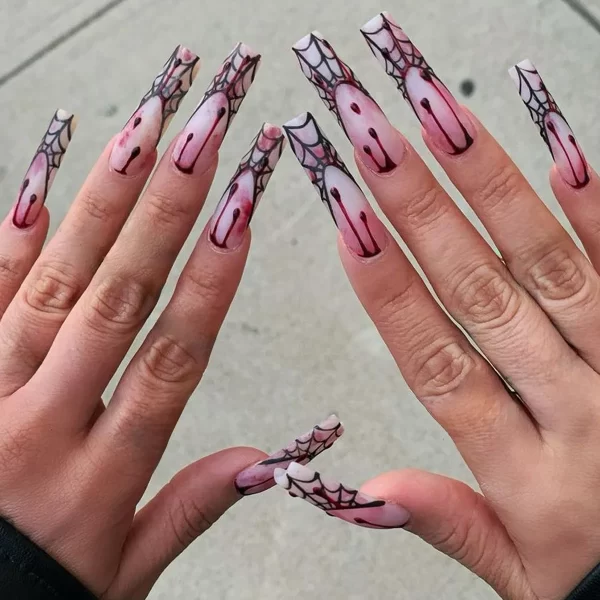 24pcs Green Witch Castle Fale nails Halloween Series Long Coffin Acrylic Nail Art Patch Full Cover Detachable Press on Nail Tips - Image 11