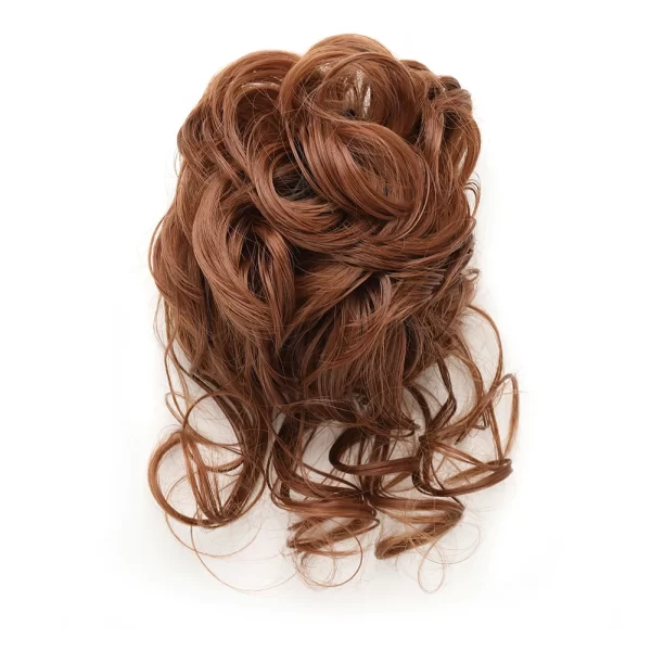 Messy Bun Synthetic Hair Piece Claw Clip Curly Wavy Hair Bun Tousled Updo Scrunchie Long Beard Chignon Ponytail for Daily Wear - Image 14